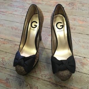 Black and gold heels